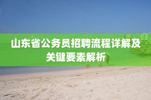 山东省公务员招聘流程详解及关键要素解析